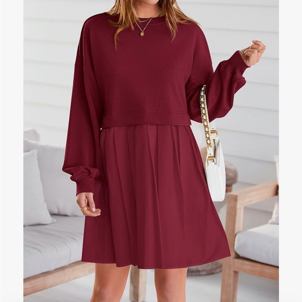 Maroon Sweatshirt Dress